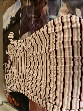 Market & Spruce Striped Maxi Dress in Cream, Tan & Burgundy